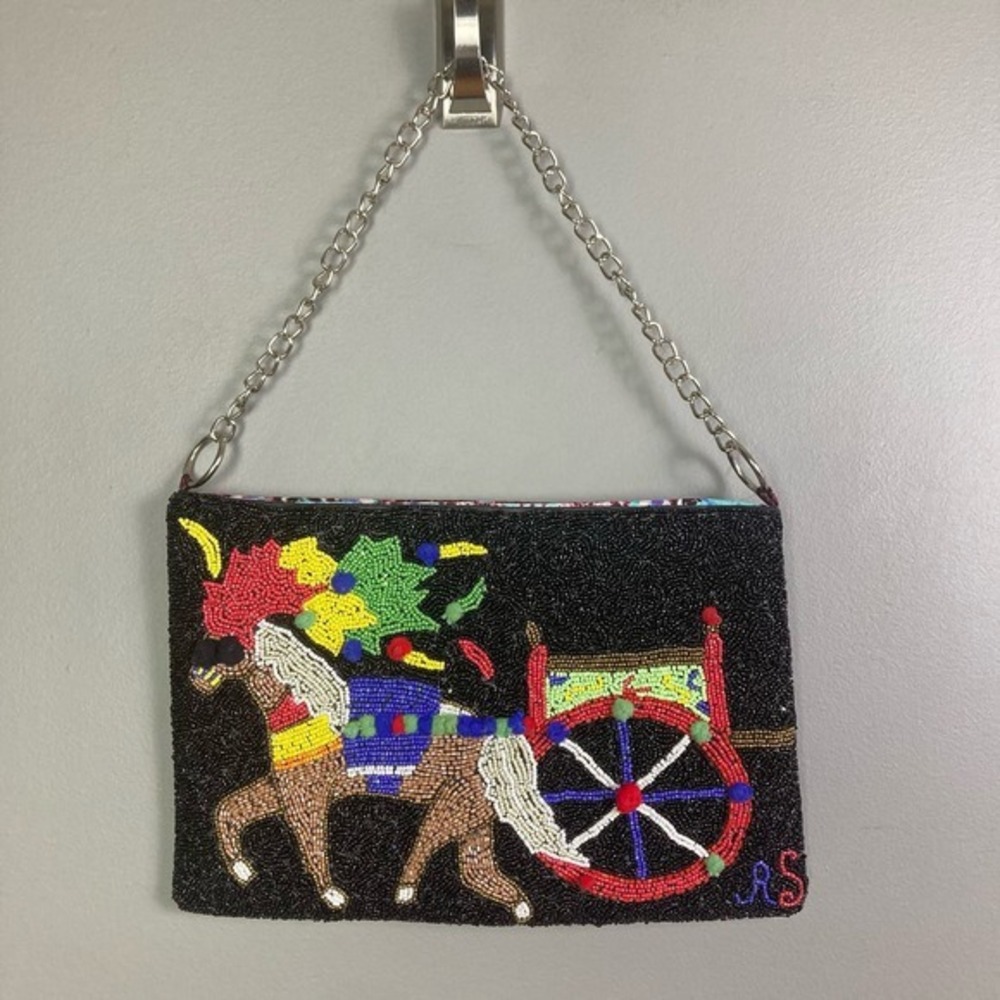 Regency Antica Sartoria bag NEW beaded chain strap horse carnival carriage ride